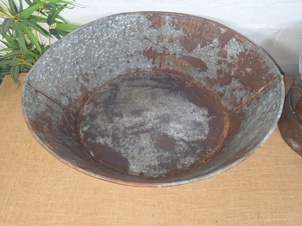 Vintage Reclaimed Galvanised Oval Trough Garden Planter Tub Ice Bucket Bath