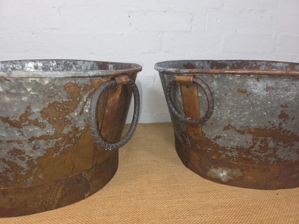 Vintage Reclaimed Galvanised Oval Trough Garden Planter Tub Ice Bucket Bath