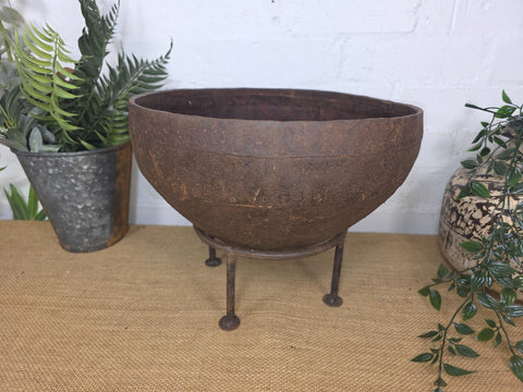 Large Heavy Duty Riveted Iron Indian Kadai Fire Pit Garden Planter Drinks Cooler