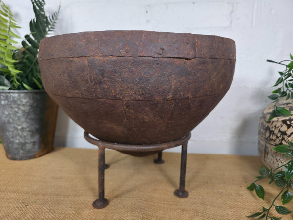 Large Heavy Duty Riveted Iron Indian Kadai Fire Pit Garden Planter Drinks Cooler