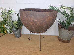 Large Heavy Duty Riveted Iron Indian Kadai Fire Pit Garden Planter Drinks Cooler