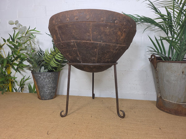 Large Heavy Duty Riveted Iron Indian Kadai Fire Pit Garden Planter Drinks Cooler