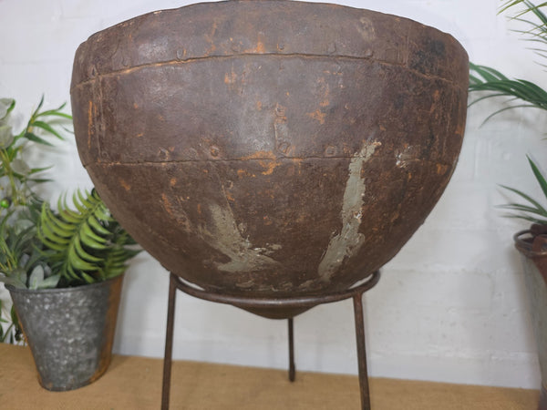 Large Heavy Duty Riveted Iron Indian Kadai Fire Pit Garden Planter Drinks Cooler