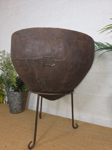 Large Heavy Duty Riveted Iron Indian Kadai Fire Pit Garden Planter Drinks Cooler