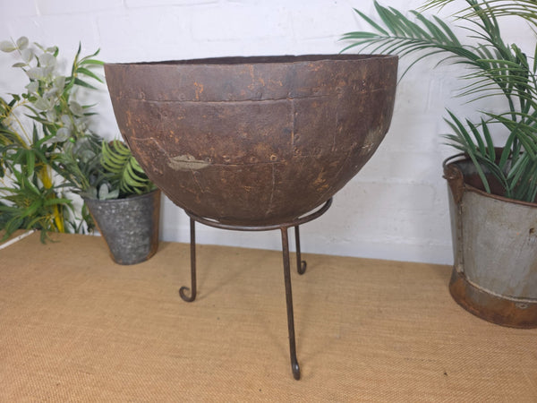 Large Heavy Duty Riveted Iron Indian Kadai Fire Pit Garden Planter Drinks Cooler
