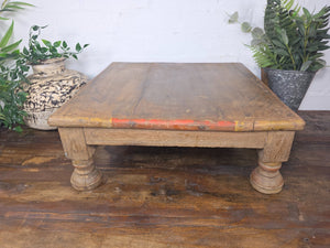 Vintage Antique Rustic Wabi Sabi Primitive Indian Low Wooden Bajot Table