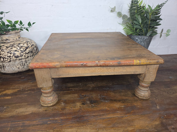Vintage Antique Rustic Wabi Sabi Primitive Indian Low Wooden Bajot Table