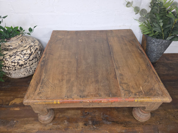 Vintage Antique Rustic Wabi Sabi Primitive Indian Low Wooden Bajot Table