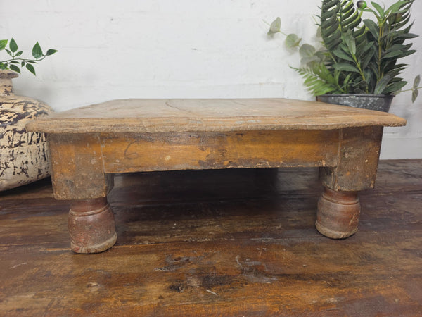 Vintage Antique Rustic Wabi Sabi Primitive Indian Low Wooden Bajot Table
