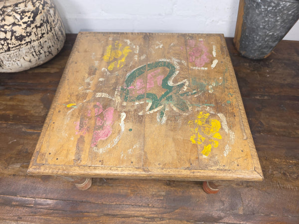 Vintage Antique Rustic Wabi Sabi Primitive Indian Low Wooden Bajot Table