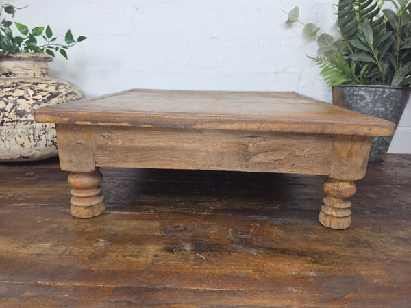 Vintage Antique Rustic Wabi Sabi Primitive Indian Low Wooden Bajot Table