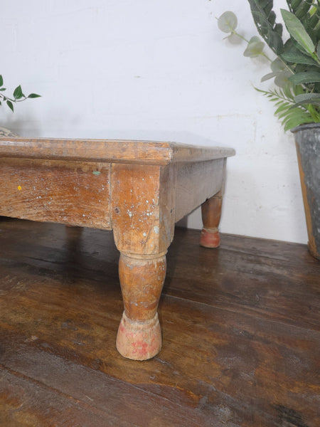 Vintage Antique Rustic Wabi Sabi Primitive Indian Low Wooden Bajot Table