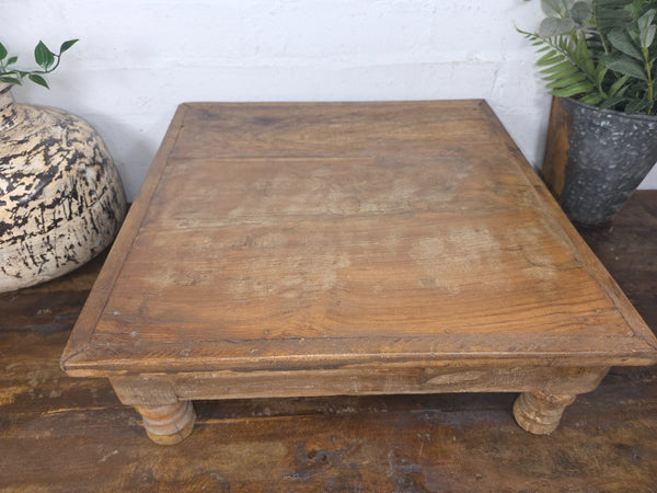 Vintage Antique Rustic Wabi Sabi Primitive Indian Low Wooden Bajot Table