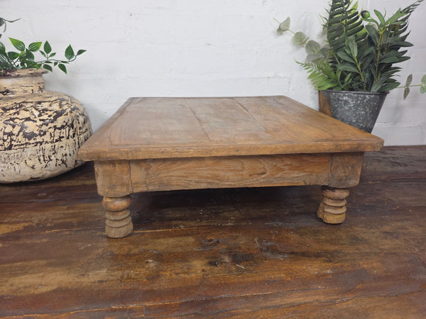 Vintage Antique Rustic Wabi Sabi Primitive Indian Low Wooden Bajot Table