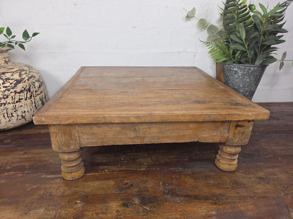 Vintage Antique Rustic Wabi Sabi Primitive Indian Low Wooden Bajot Table