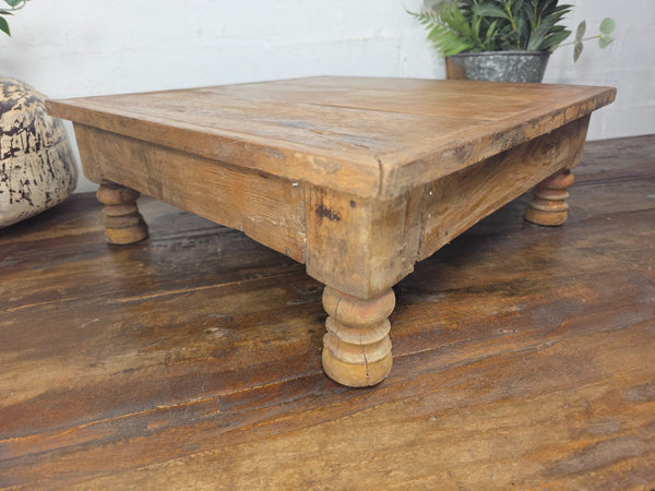Vintage Antique Rustic Wabi Sabi Primitive Indian Low Wooden Bajot Table