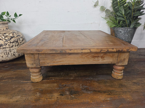Vintage Antique Rustic Wabi Sabi Primitive Indian Low Wooden Bajot Table