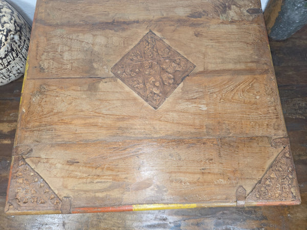 Vintage Antique Rustic Wabi Sabi Primitive Indian Low Wooden Bajot Table