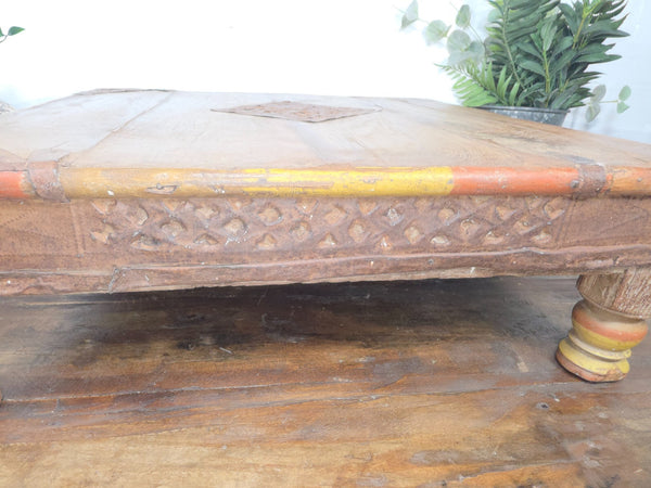 Vintage Antique Rustic Wabi Sabi Primitive Indian Low Wooden Bajot Table