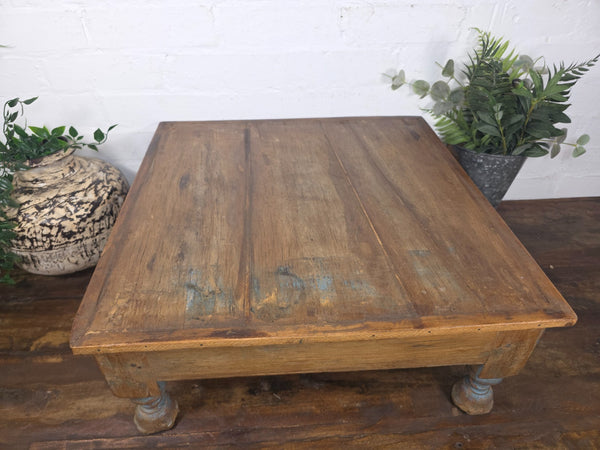 Vintage Antique Rustic Wabi Sabi Primitive Indian Low Wooden Bajot Table