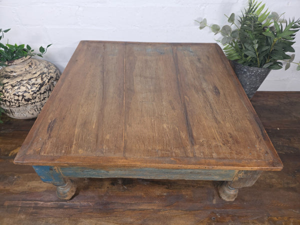Vintage Antique Rustic Wabi Sabi Primitive Indian Low Wooden Bajot Table