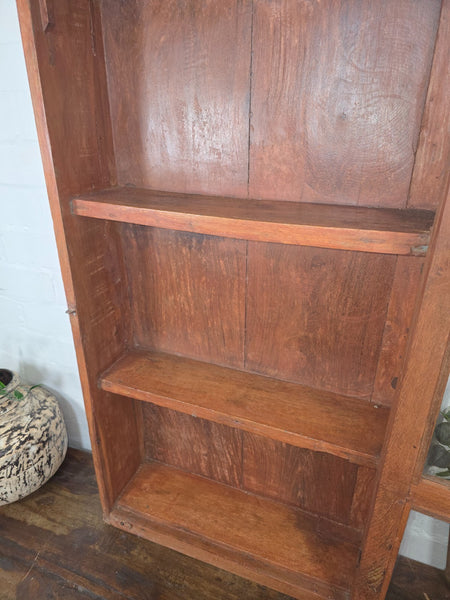 Vintage Indian Colonial Wooden Glazed Shop Display Bathroom Kitchen Wall Cabinet
