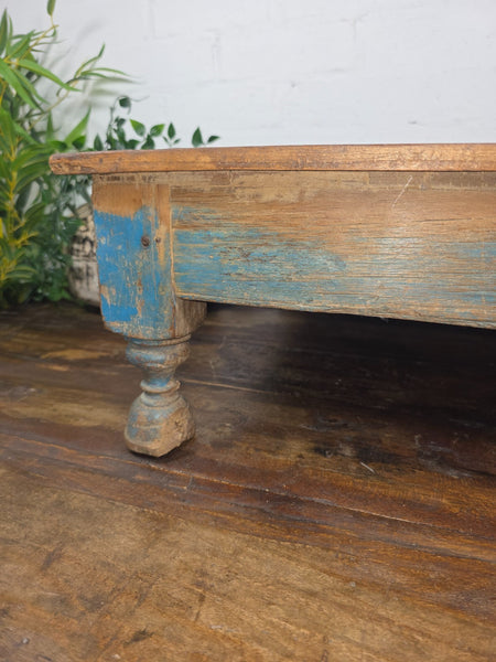 Vintage Antique Rustic Wabi Sabi Primitive Indian Low Wooden Bajot Table