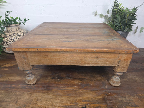 Vintage Antique Rustic Wabi Sabi Primitive Indian Low Wooden Bajot Table
