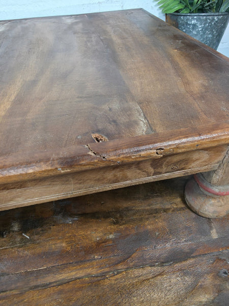 Vintage Antique Rustic Wabi Sabi Primitive Indian Low Wooden Bajot Table