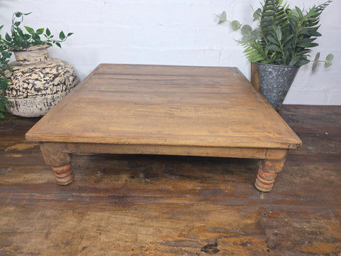 Vintage Antique Rustic Wabi Sabi Primitive Indian Low Wooden Bajot Table