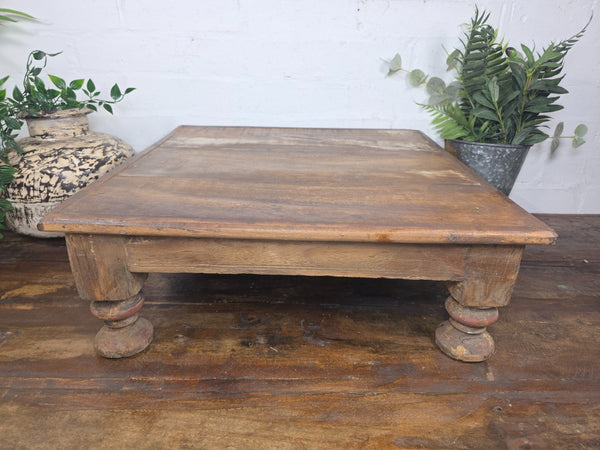 Vintage Antique Rustic Wabi Sabi Primitive Indian Low Wooden Bajot Table