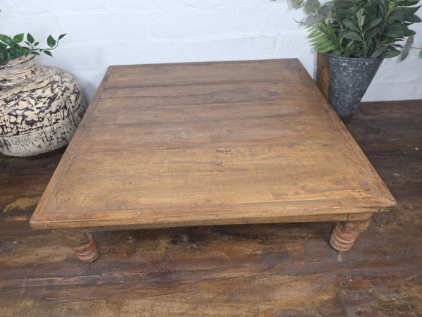Vintage Antique Rustic Wabi Sabi Primitive Indian Low Wooden Bajot Table