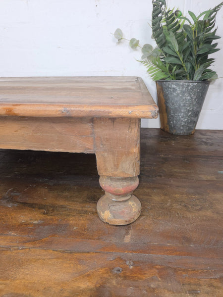 Vintage Antique Rustic Wabi Sabi Primitive Indian Low Wooden Bajot Table