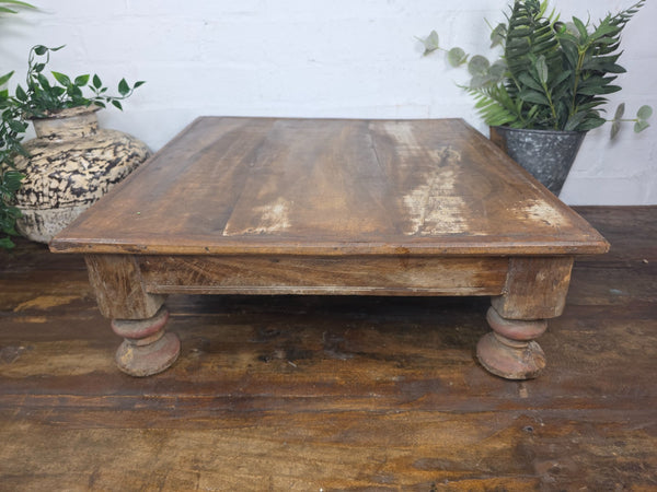 Vintage Antique Rustic Wabi Sabi Primitive Indian Low Wooden Bajot Table