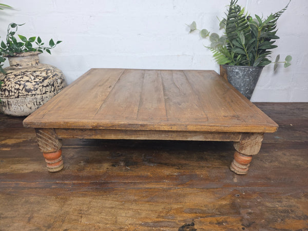Vintage Antique Rustic Wabi Sabi Primitive Indian Low Wooden Bajot Table