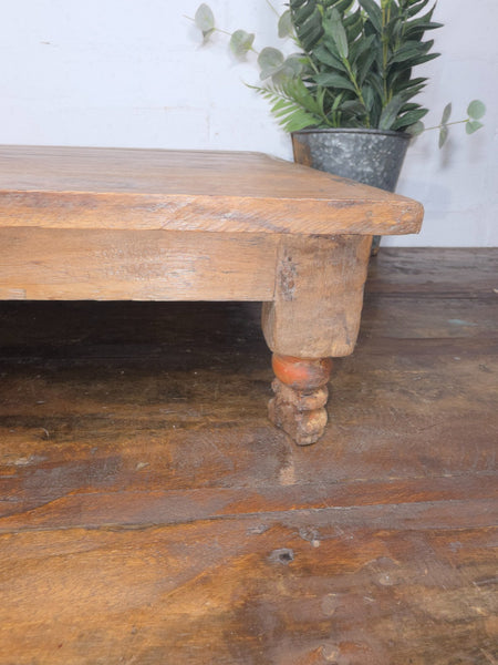 Vintage Antique Rustic Wabi Sabi Primitive Indian Low Wooden Bajot Table