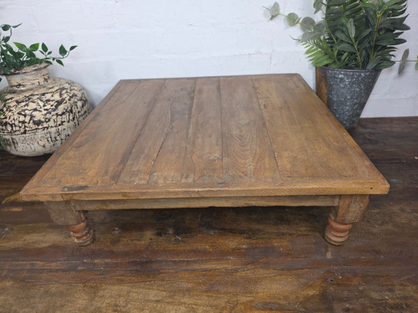 Vintage Antique Rustic Wabi Sabi Primitive Indian Low Wooden Bajot Table