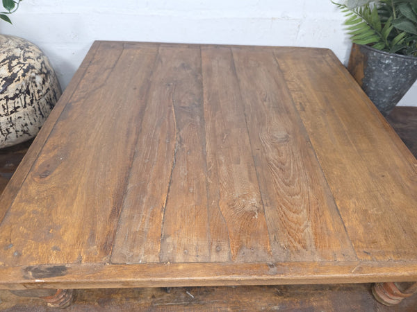 Vintage Antique Rustic Wabi Sabi Primitive Indian Low Wooden Bajot Table