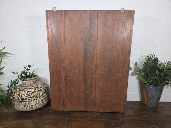 Vintage Indian Colonial Wooden Glazed Shop Display Bathroom Kitchen Wall Cabinet