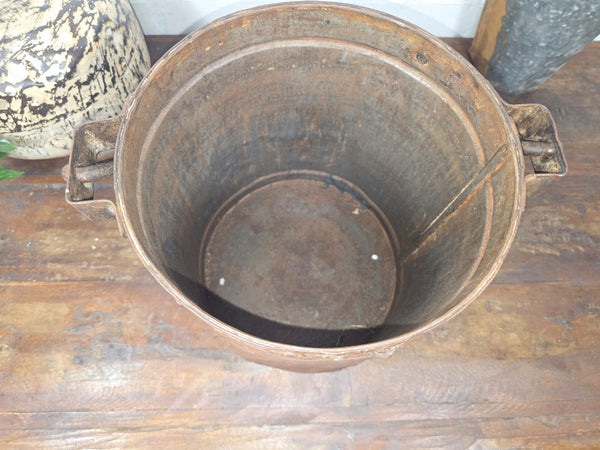 Vintage Heavy Duty Galvanised Iron Bucket With Handle Hanging Garden Planter