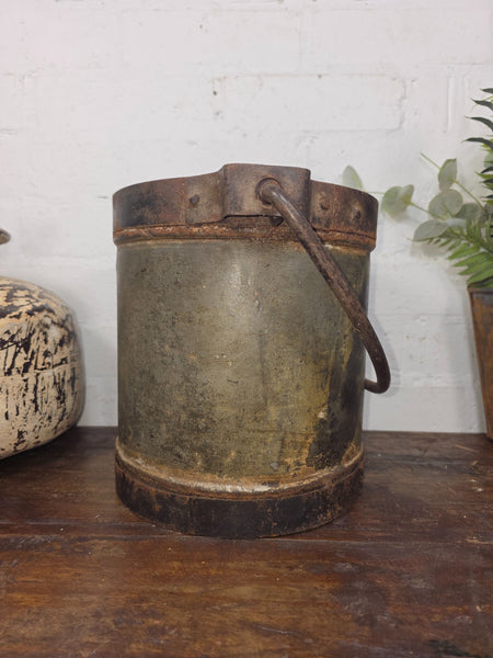 Vintage Heavy Duty Galvanised Iron Bucket With Handle Hanging Garden Planter