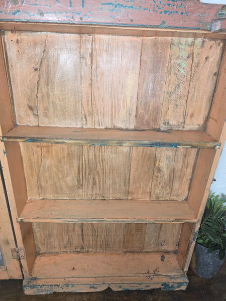 Vintage Indian Colonial Wooden Glazed Shop Display Bathroom Kitchen Wall Cabinet