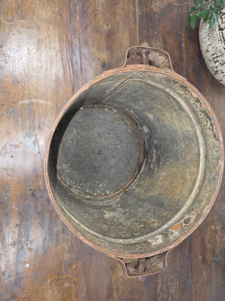 Vintage Heavy Duty Galvanised Iron Bucket With Handle Hanging Garden Planter