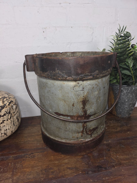 Vintage Heavy Duty Galvanised Iron Bucket With Handle Hanging Garden Planter