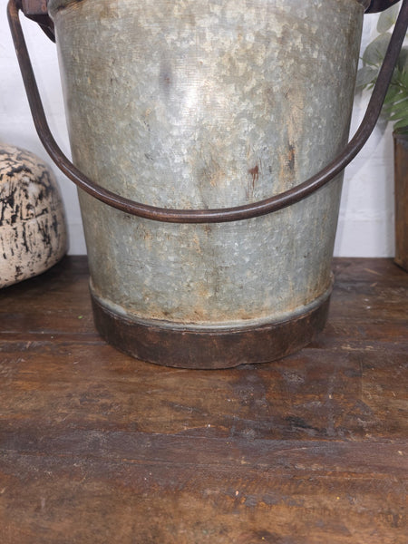 Vintage Heavy Duty Galvanised Iron Bucket With Handle Hanging Garden Planter