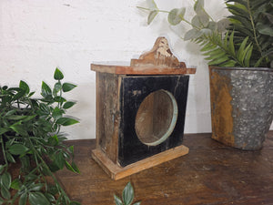 Vintage Reclaimed Indian Hand Made Wooden Clock Display Case Box