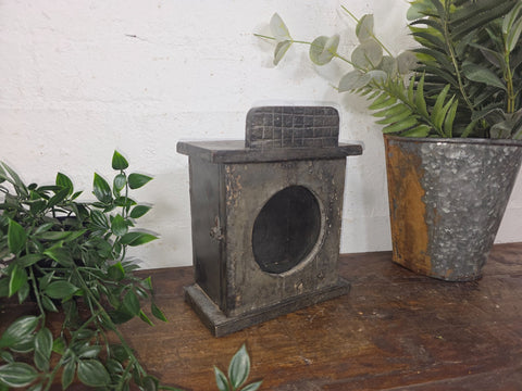 Vintage Reclaimed Indian Hand Made Wooden Clock Display Case Box