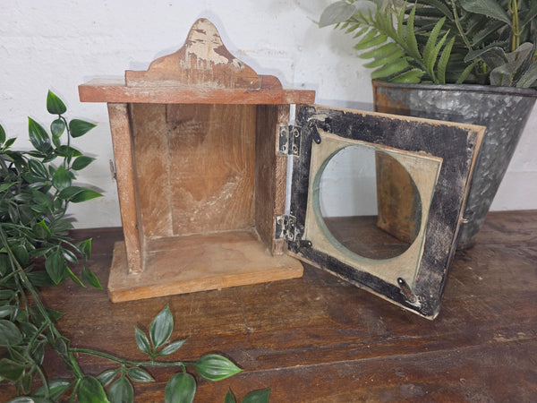 Vintage Reclaimed Indian Hand Made Wooden Clock Display Case Box