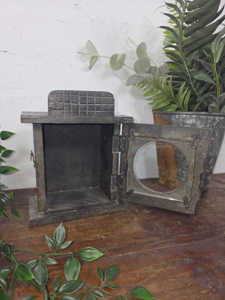 Vintage Reclaimed Indian Hand Made Wooden Clock Display Case Box