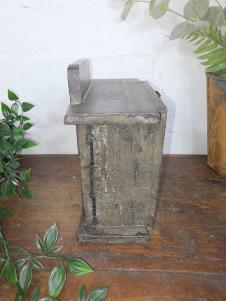 Vintage Reclaimed Indian Hand Made Wooden Clock Display Case Box